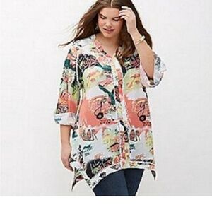 Melissa McCarthy x Seven7 Multicolor Button Down Shirt